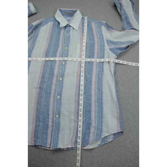 Tommy Bahama Shirt Mens Medium Stripped 100% Linen Long Sleeve Button Up - Picture 7 of 7